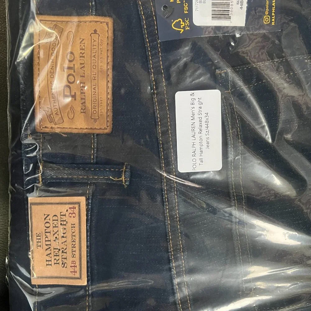 NWT! POLO RALPH LAUREN Men's Big & Tall Hampton Relaxed Straight Jeans Sz/44Bx34